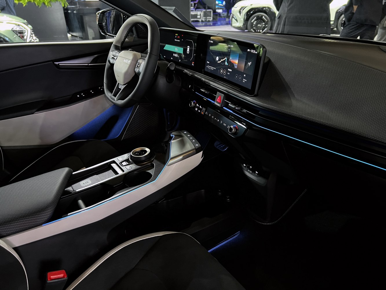 Digital dashboard and touchscreen infotainment in a modern car interior
