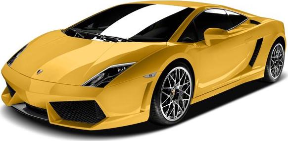 Yellow Lamborghini Gallardo LP 550-2 convertible with aerodynamic front and alloy wheels.