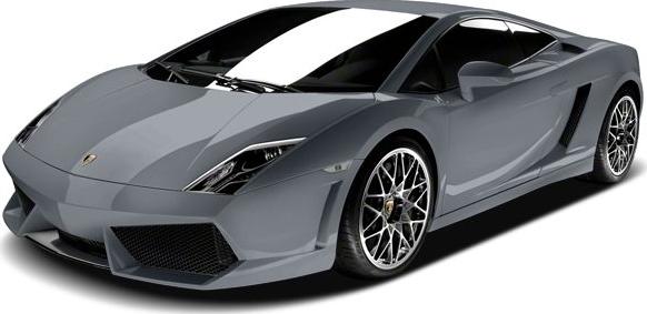 Grey sports coupe with angular headlights and mesh front air intakes