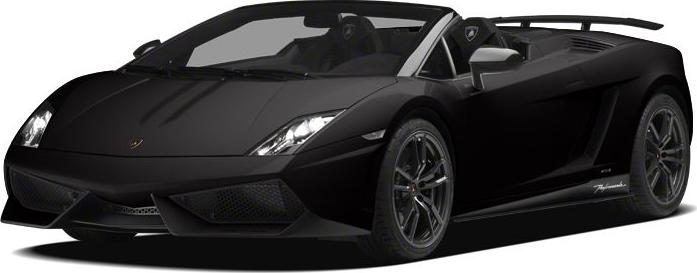 Front view of black convertible with sharp headlights and aggressive design