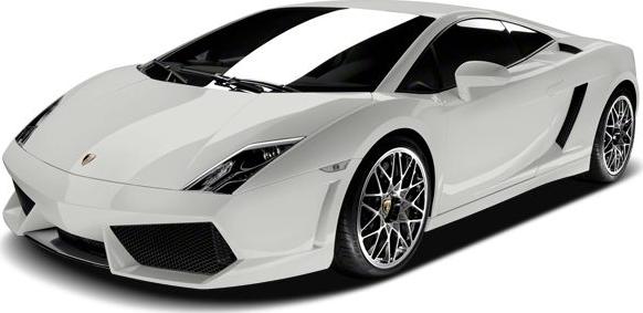 White sports vehicle with sharp headlights and aerodynamic design front-left view