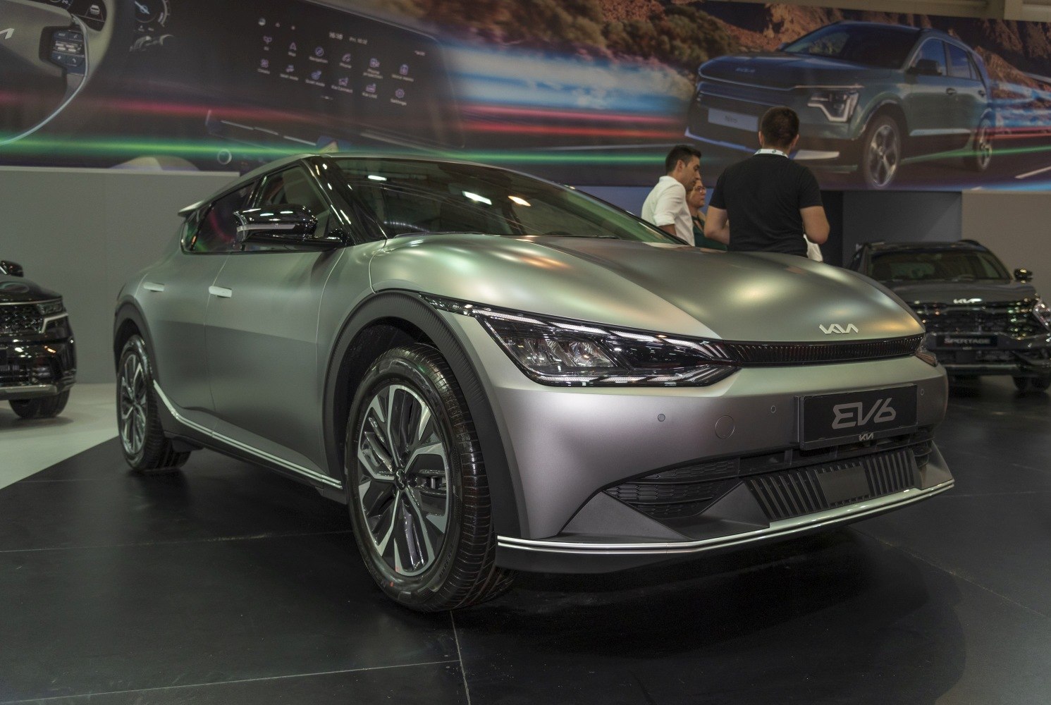 Front angle EV SUV with LED headlights and aerodynamic design