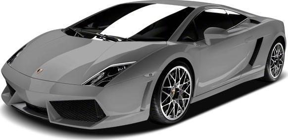 Gray supercar with sharp aerodynamic body and sporty alloy wheels