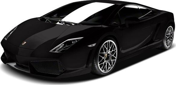 Sleek black sports car with sharp front and alloy wheels
