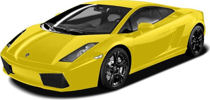 Yellow sporty coupe with angular headlights and black rims