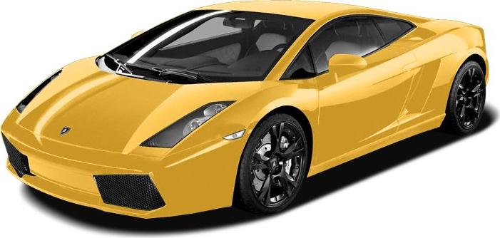 Yellow Lamborghini Gallardo Coupe with angular design and black rims