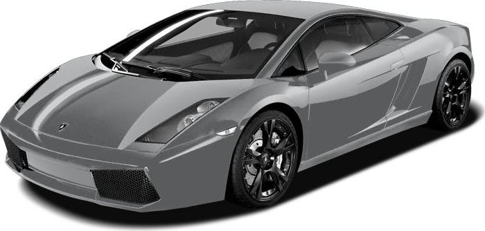Lamborghini coupe with sleek front and side view, black wheels