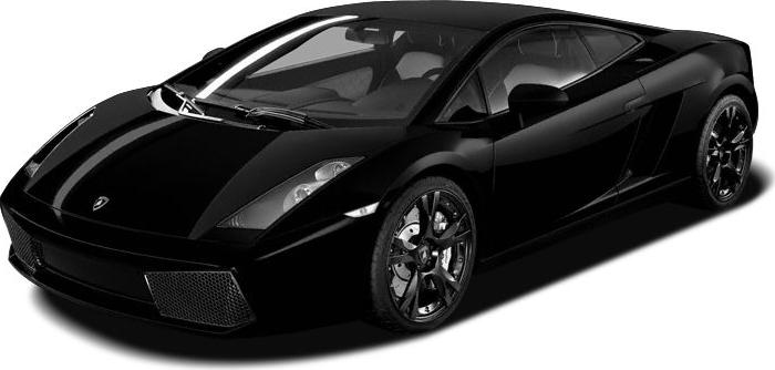 Sleek black coupe with aerodynamic design and alloy wheels