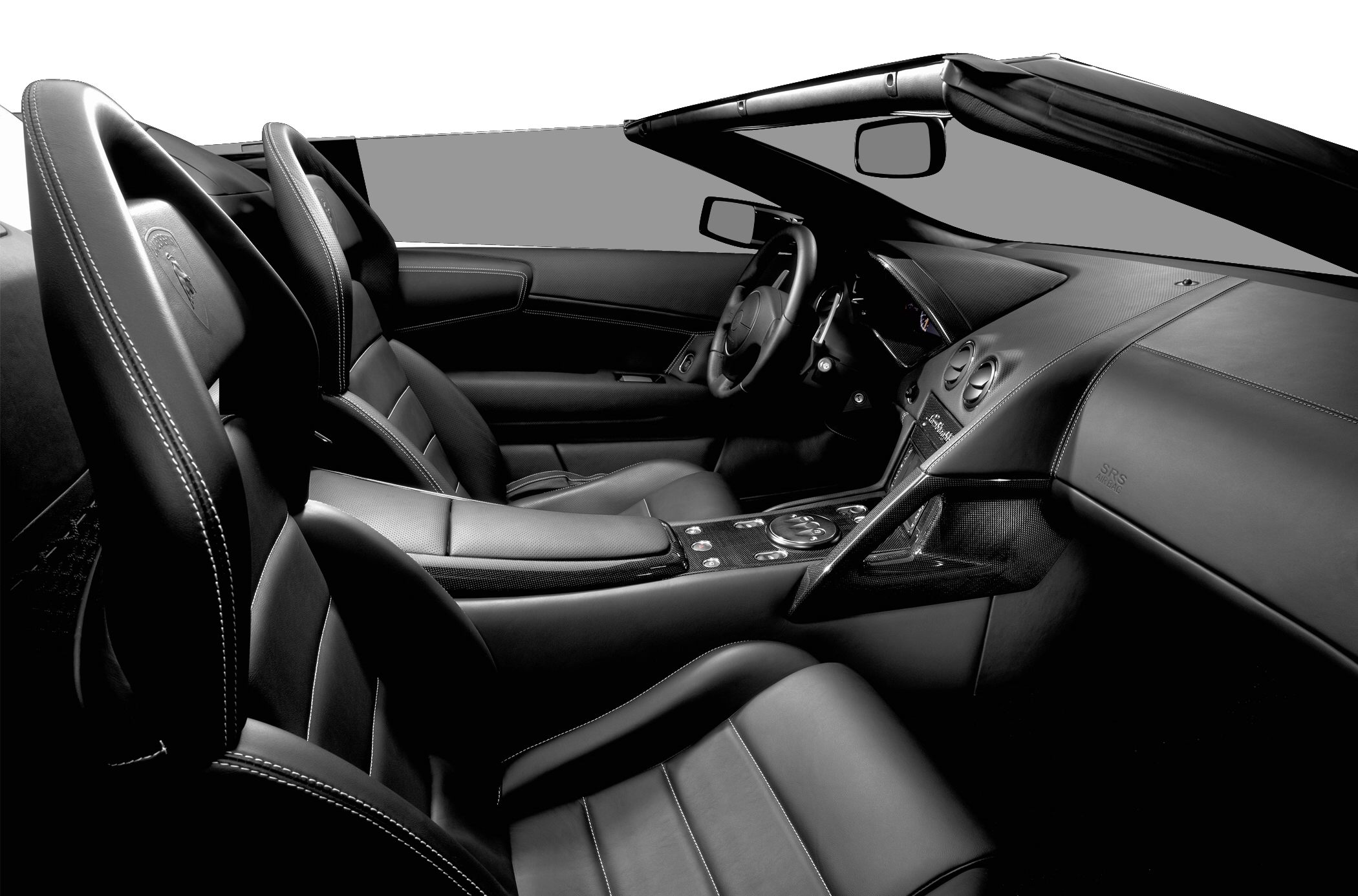 Luxury leather seats and advanced cockpit design in convertible interior