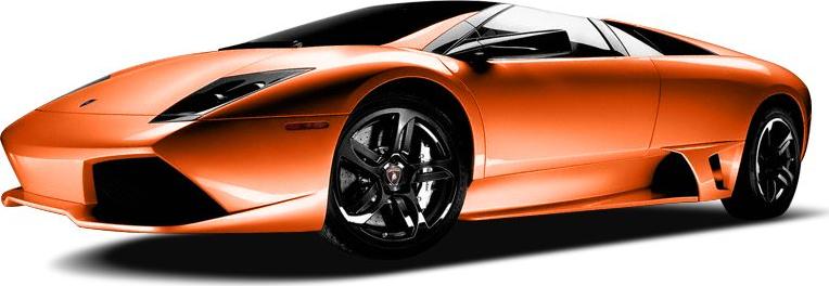 Front and side view of a metallic orange supercar with sharp design lines