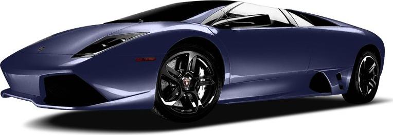 Aerodynamic front view and sleek side profile of blue supercar with black wheels