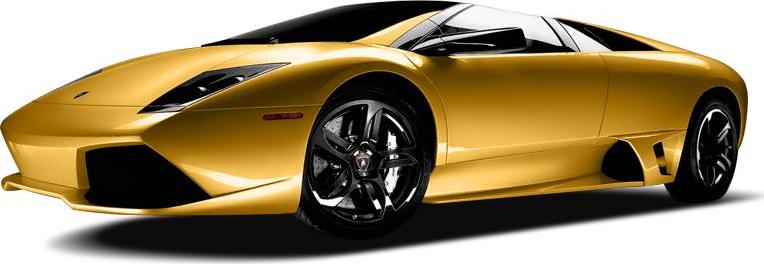 Gold sports car with aerodynamic body and black alloy wheels