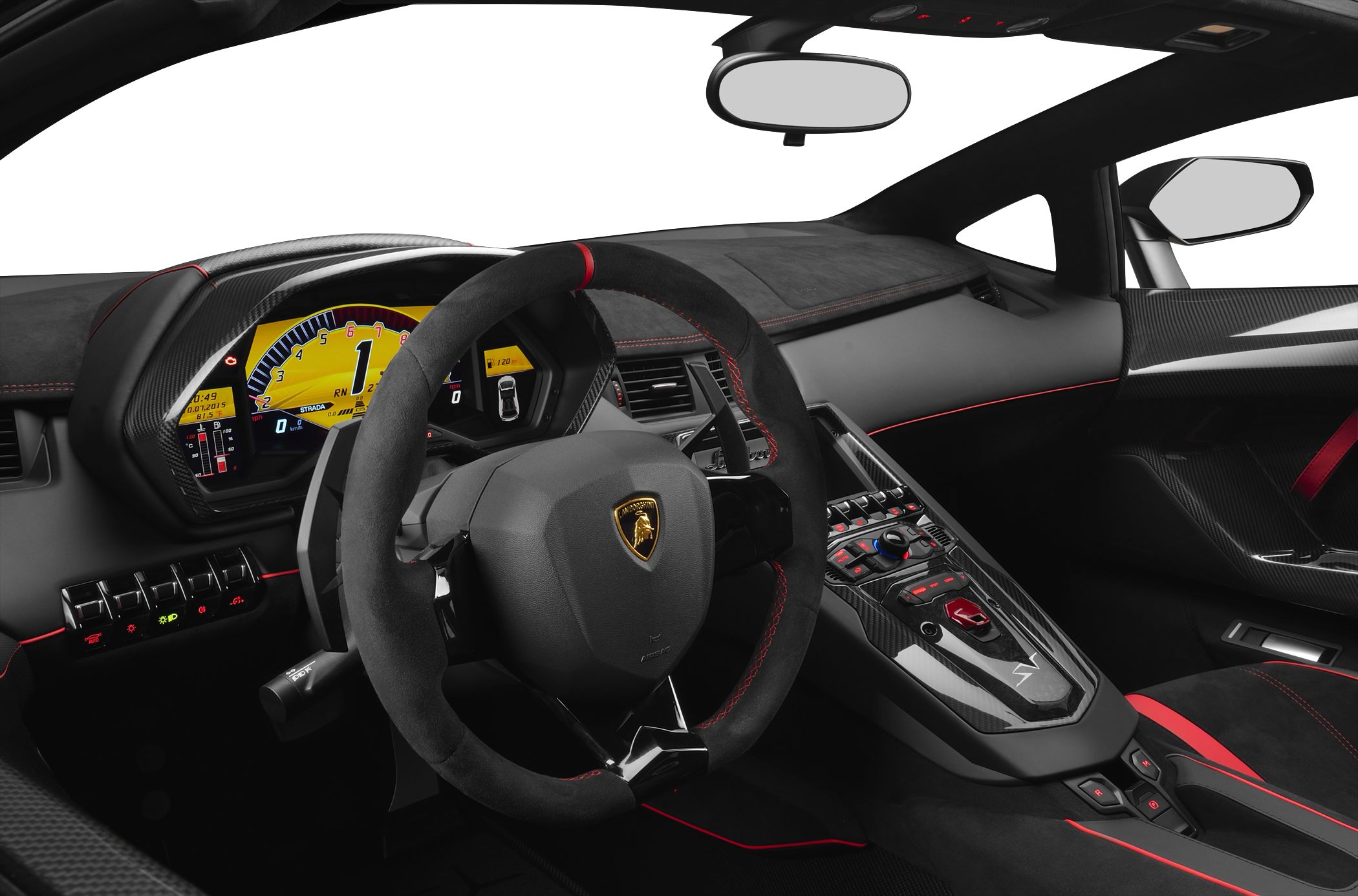 Digital cockpit and carbon fiber trimmed interior with Alcantara steering wheel