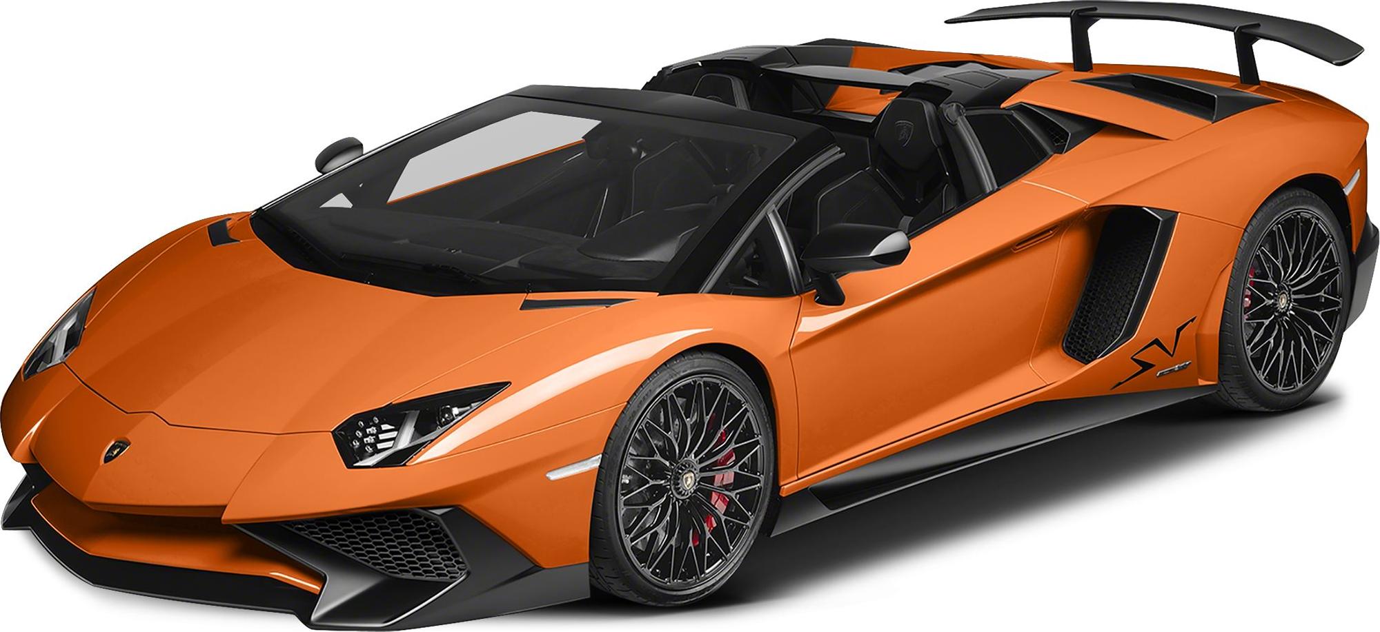 Orange convertible supercar with aerodynamic body and black multi-spoke wheels