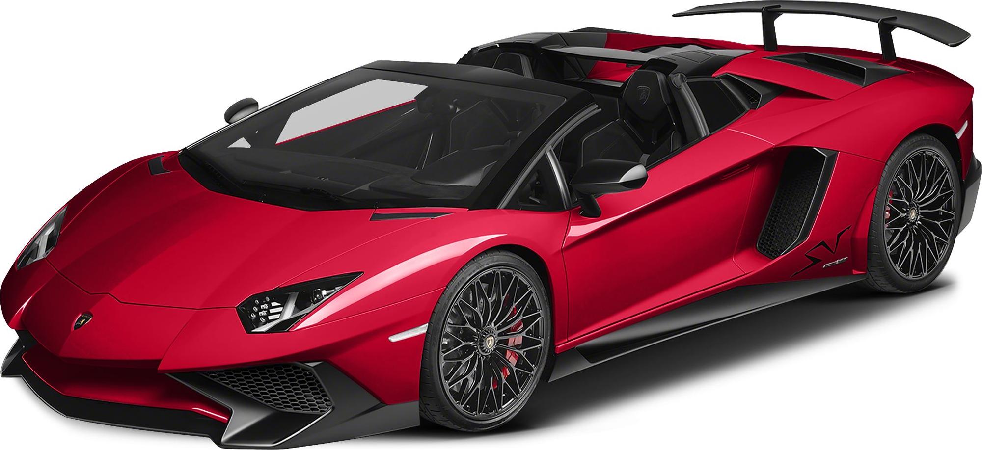 Red convertible sports car with aerodynamic body and intricate black alloy wheels