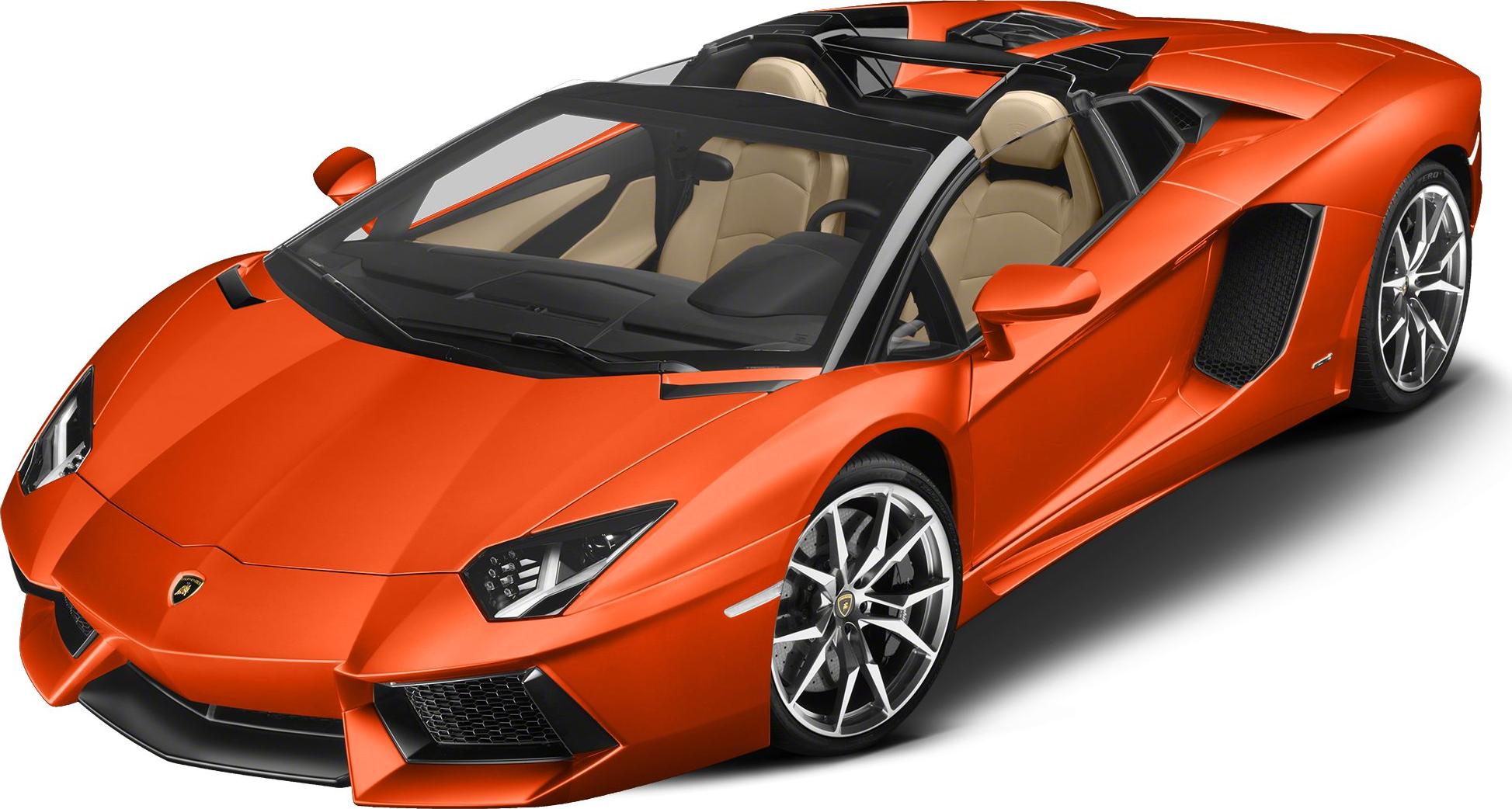 Orange roadster with angular design and premium interior visible