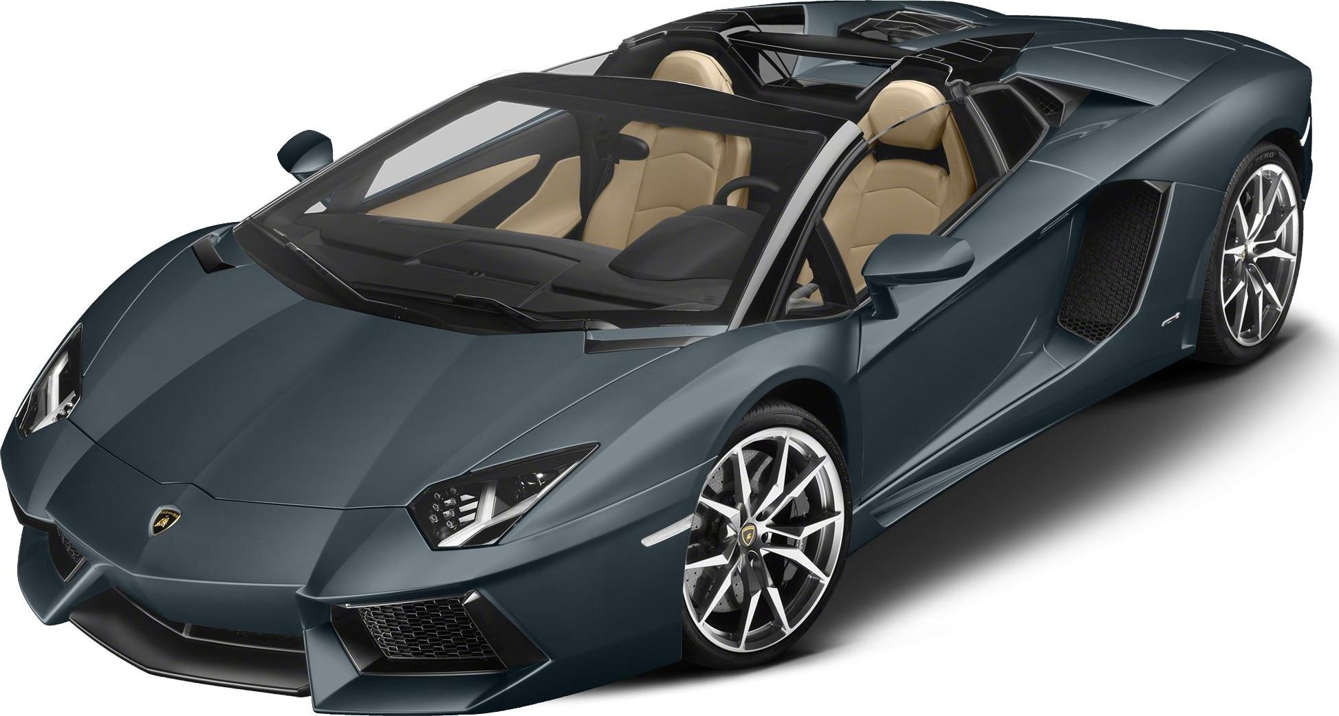 Convertible sports car front view with sharp headlights and aerodynamic design