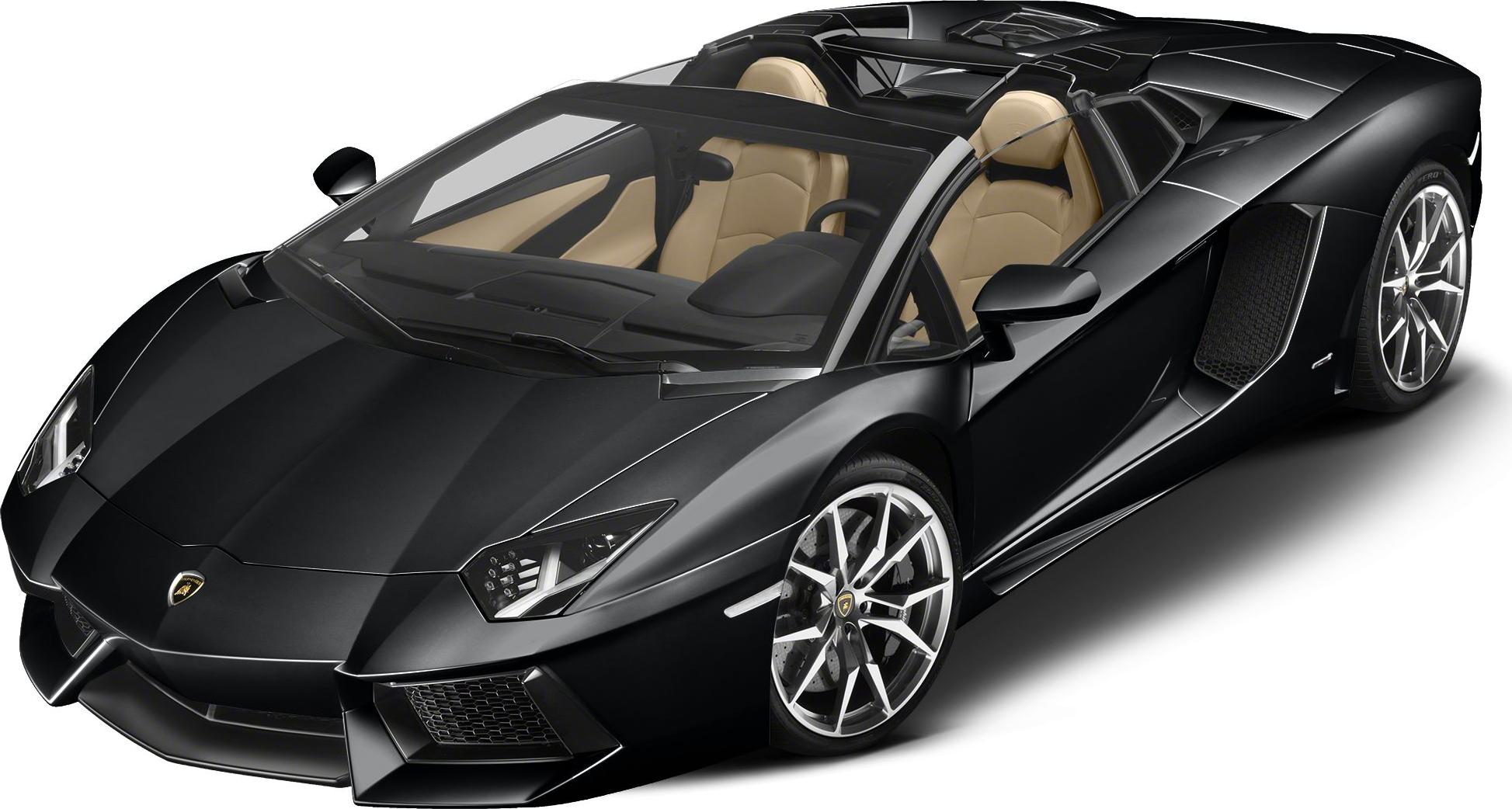 Convertible with sharp headlights and beige leather interior