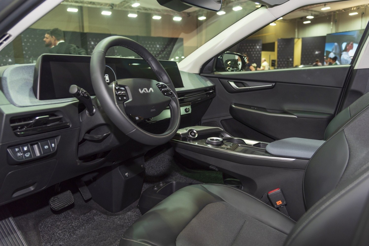 Modern dashboard and steering wheel with digital display