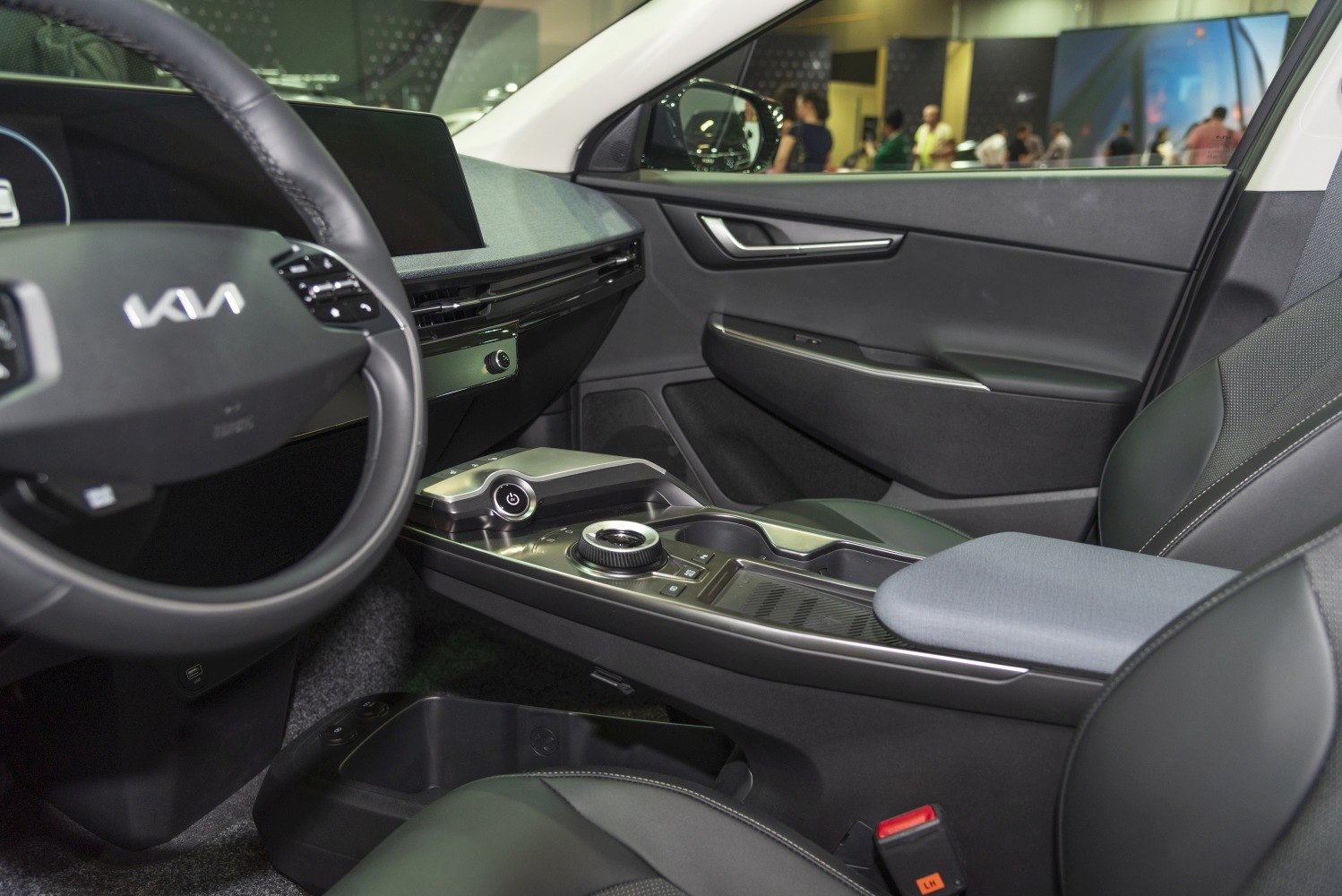 Sleek modern dashboard and central console with rotary controls