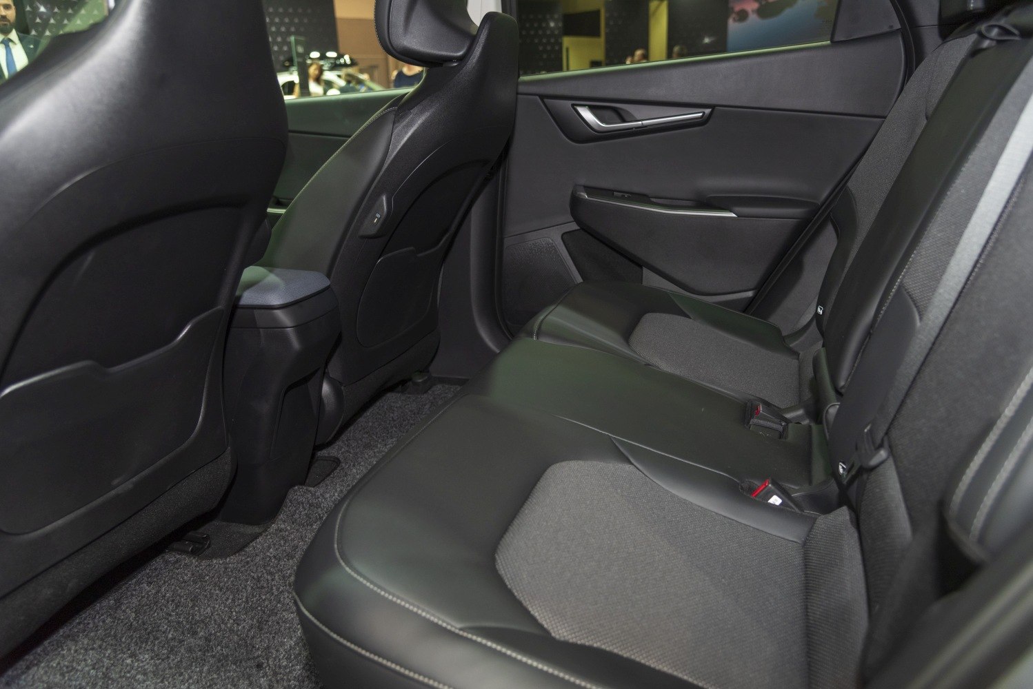 Spacious rear seating with leather and fabric upholstery