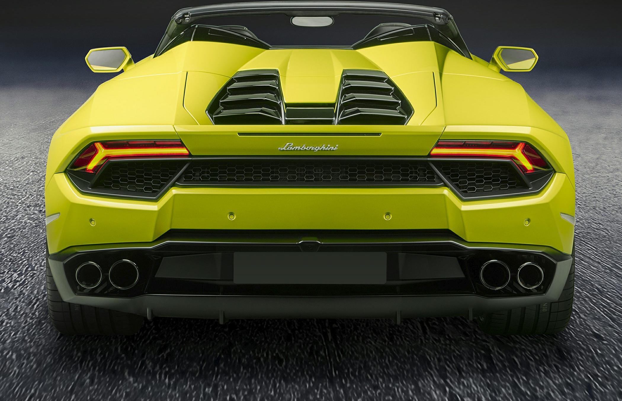 Rear view with dual exhausts and sharp taillights