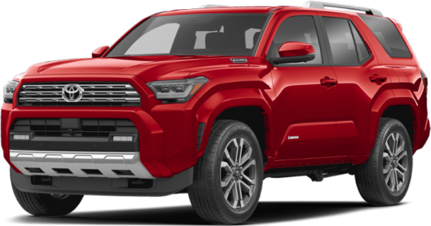 SUV with bold front grille, LED headlights, and red paint