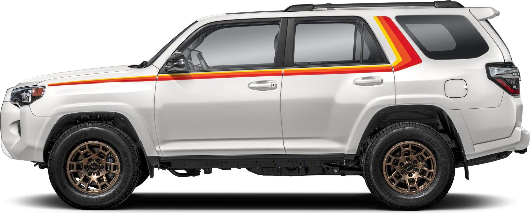 Side profile with retro stripes and bronze wheels