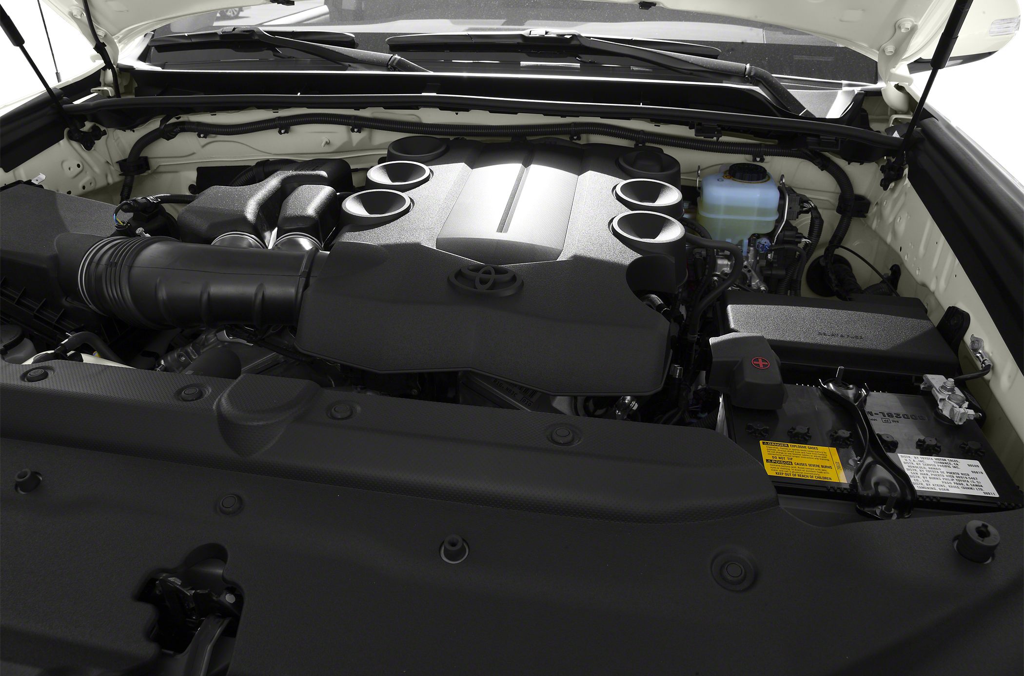 Clean V6 engine layout with distinct cover and surrounding components