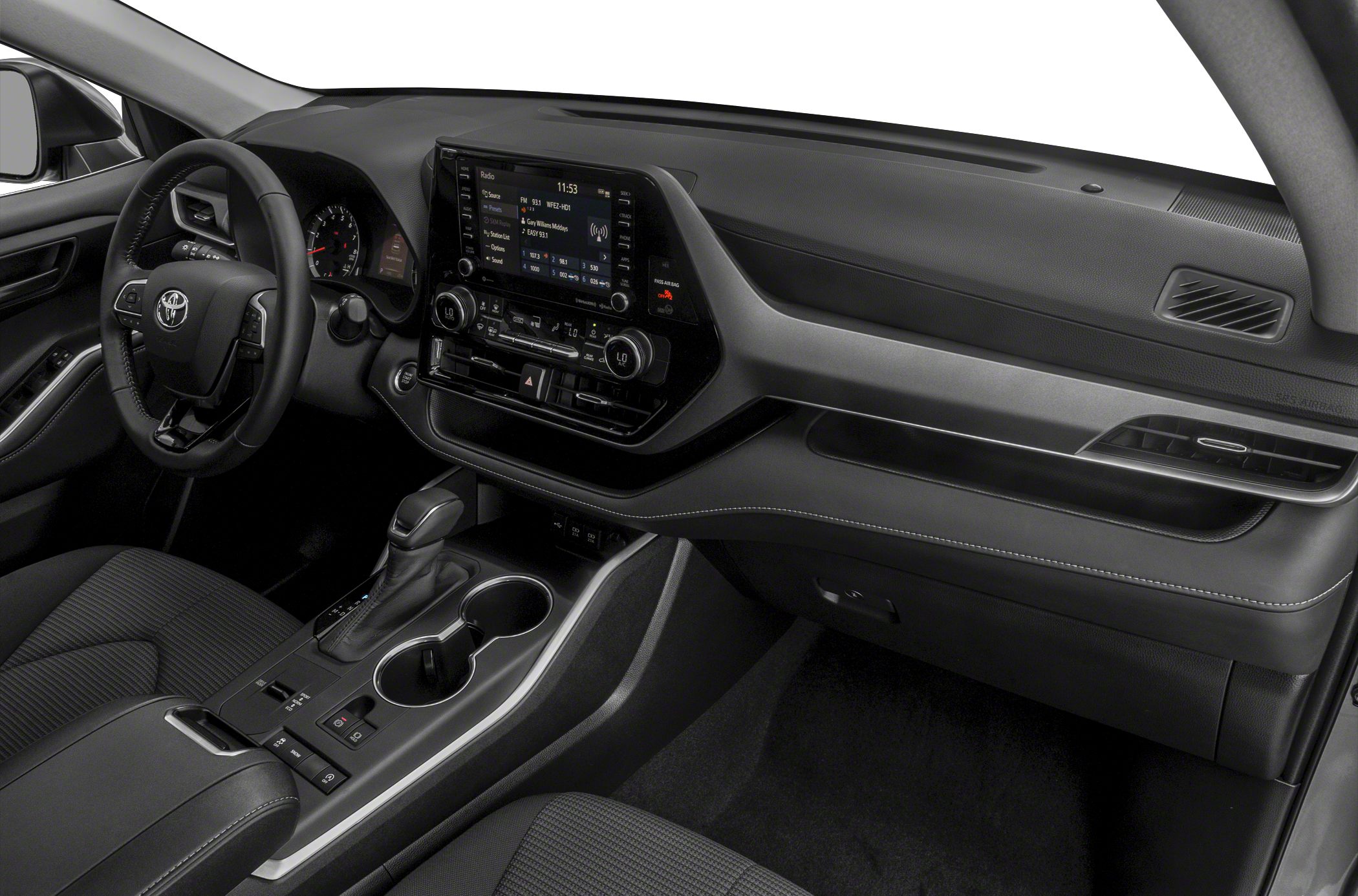 Modern car interior with touchscreen infotainment and ergonomic dashboard design