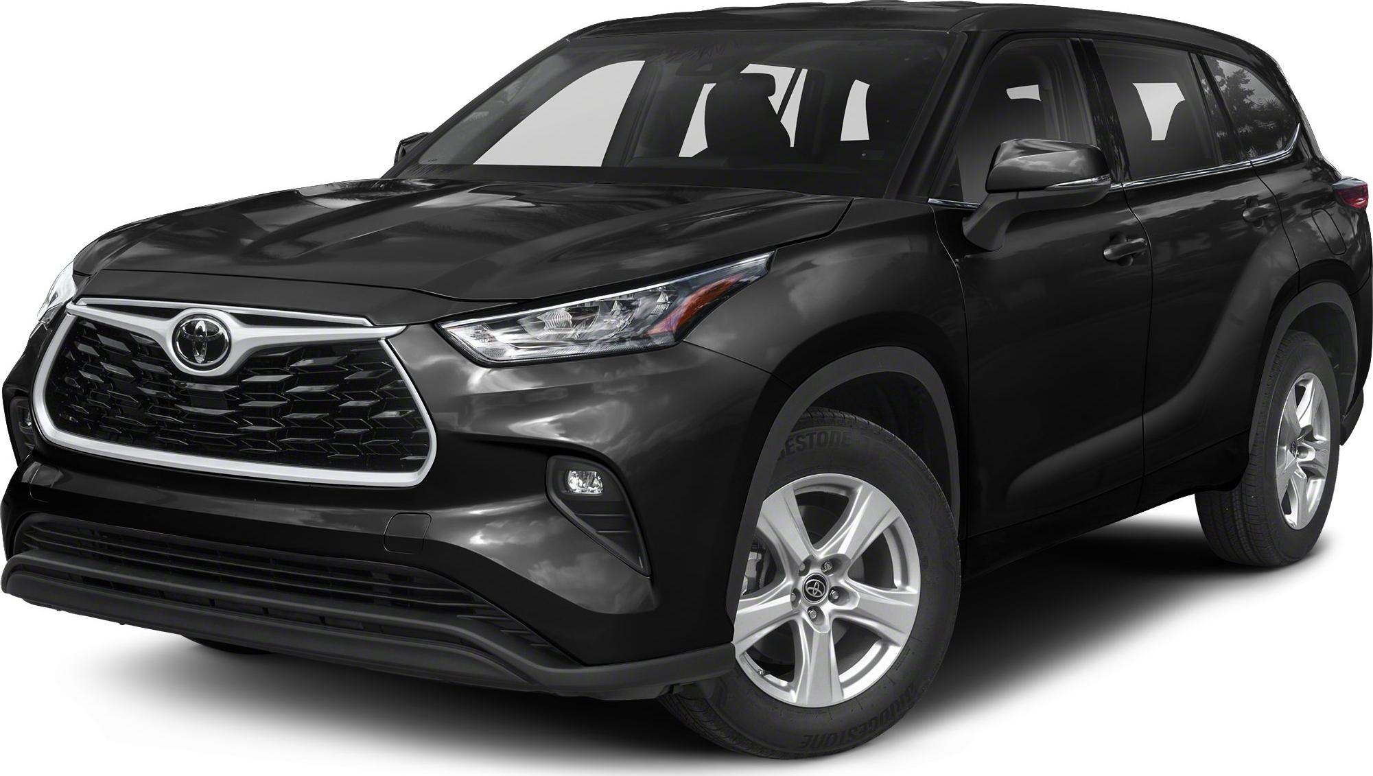 Front 3-quarter view of a black modern mid-size SUV