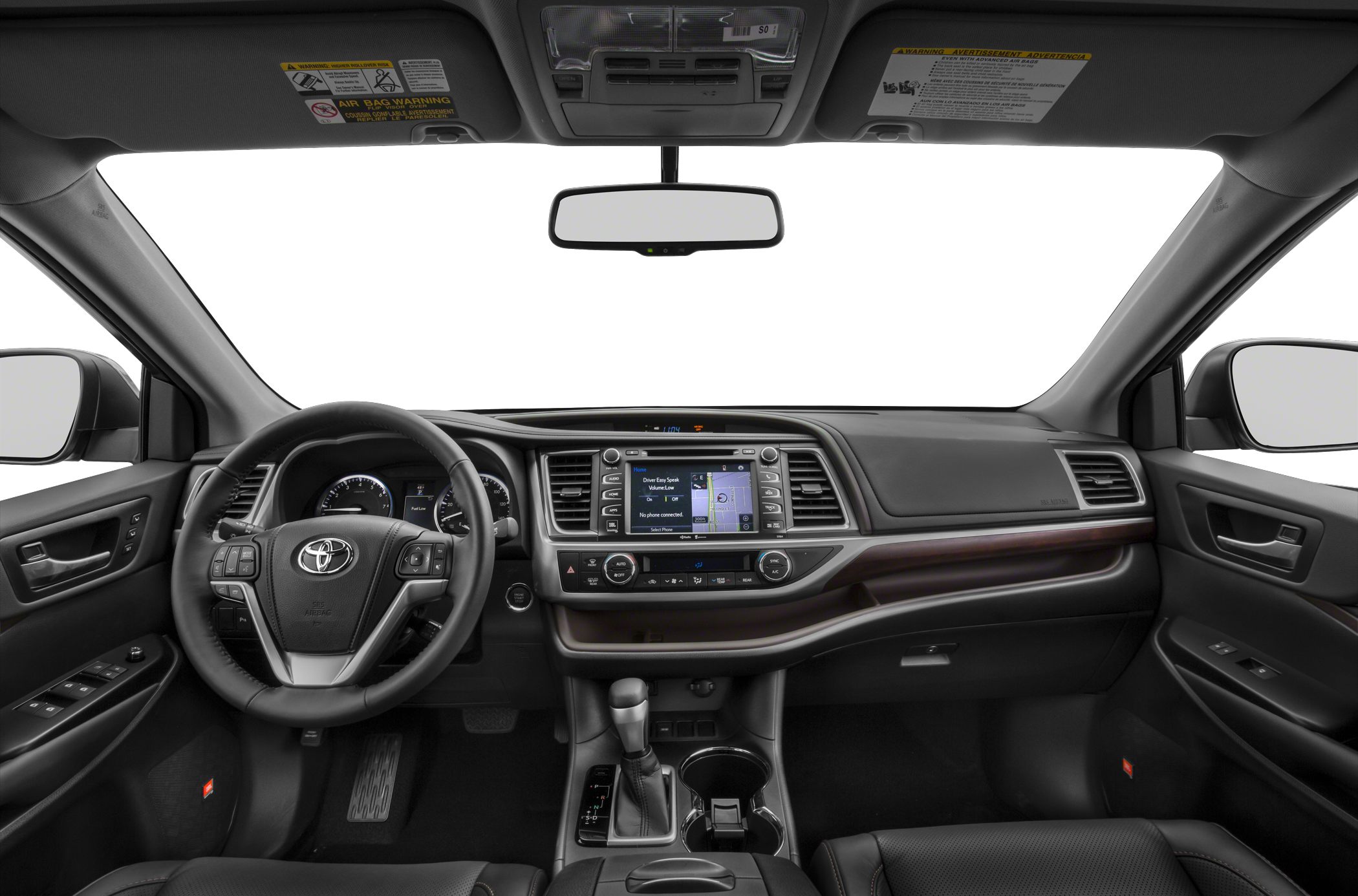 SUV dashboard with touchscreen navigation and control buttons