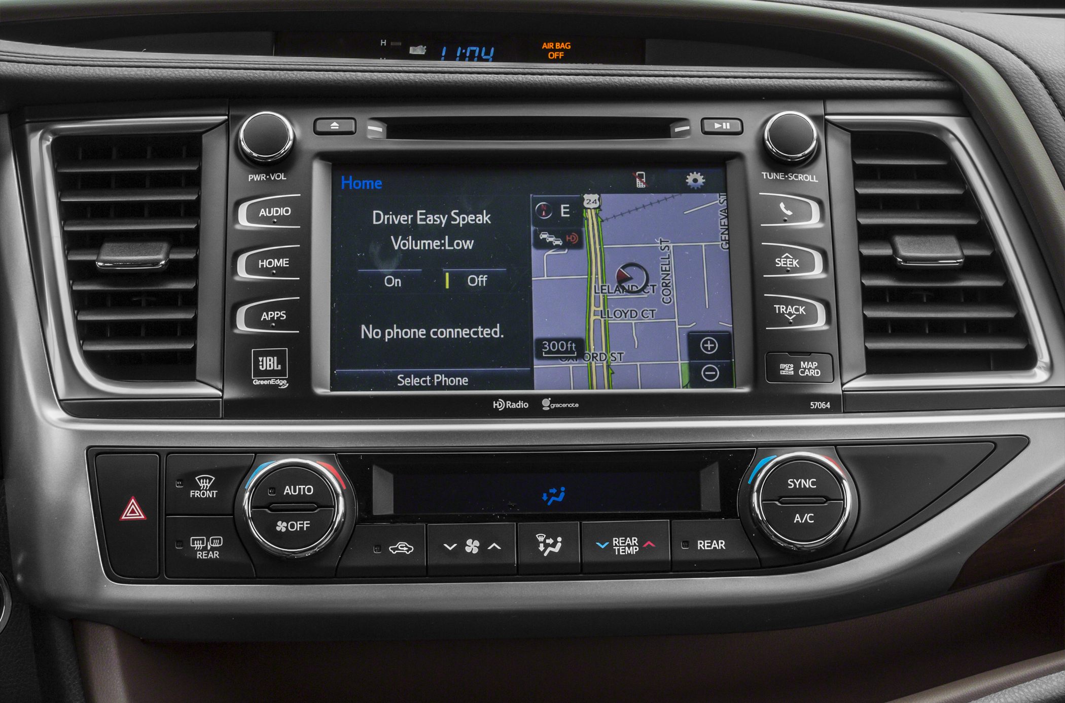 Infotainment system and climate control panel with navigation and dual-zone A/C