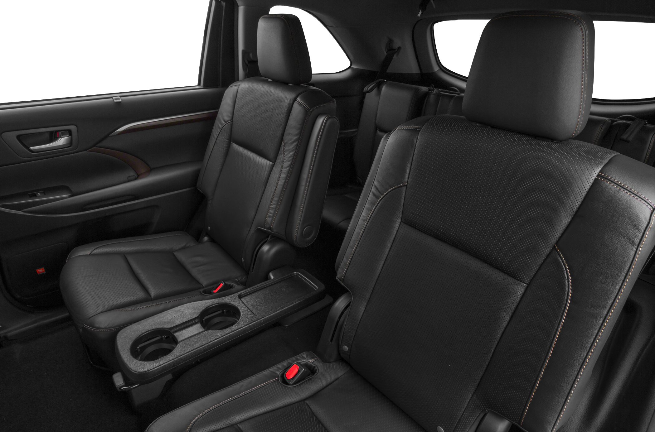 Leather rear seats with armrest and cup holders