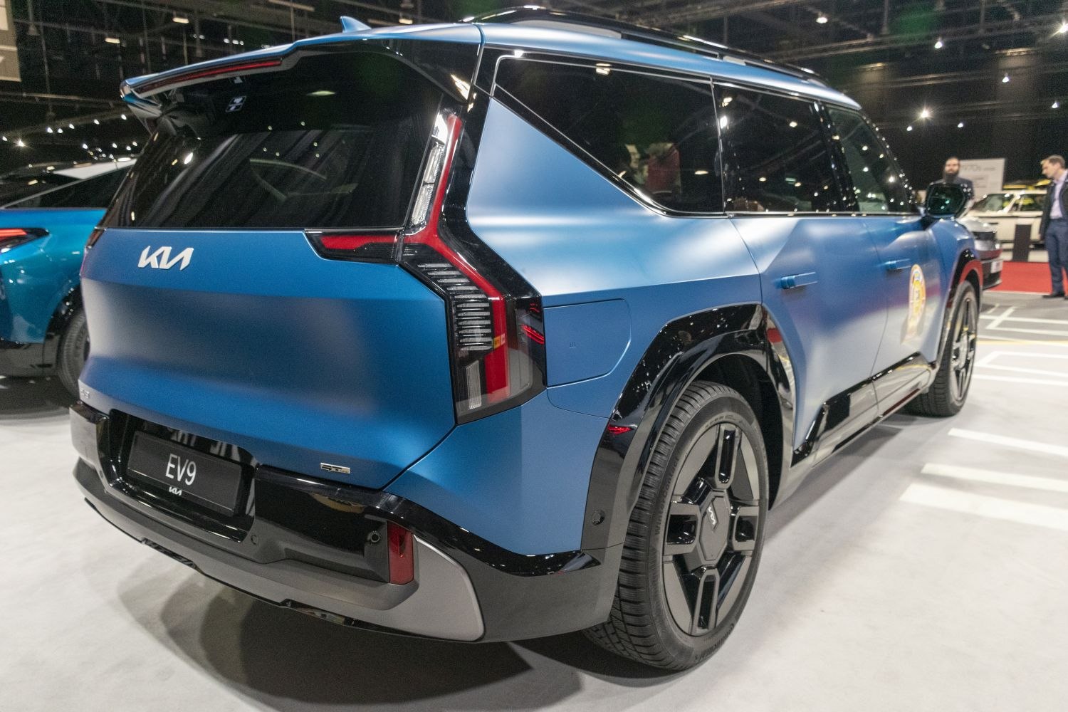 Electric SUV rear with vertical LED taillights and modern angular design