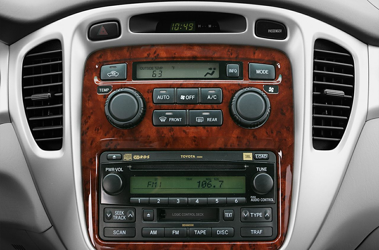 Wood trim dashboard with climate control and audio system