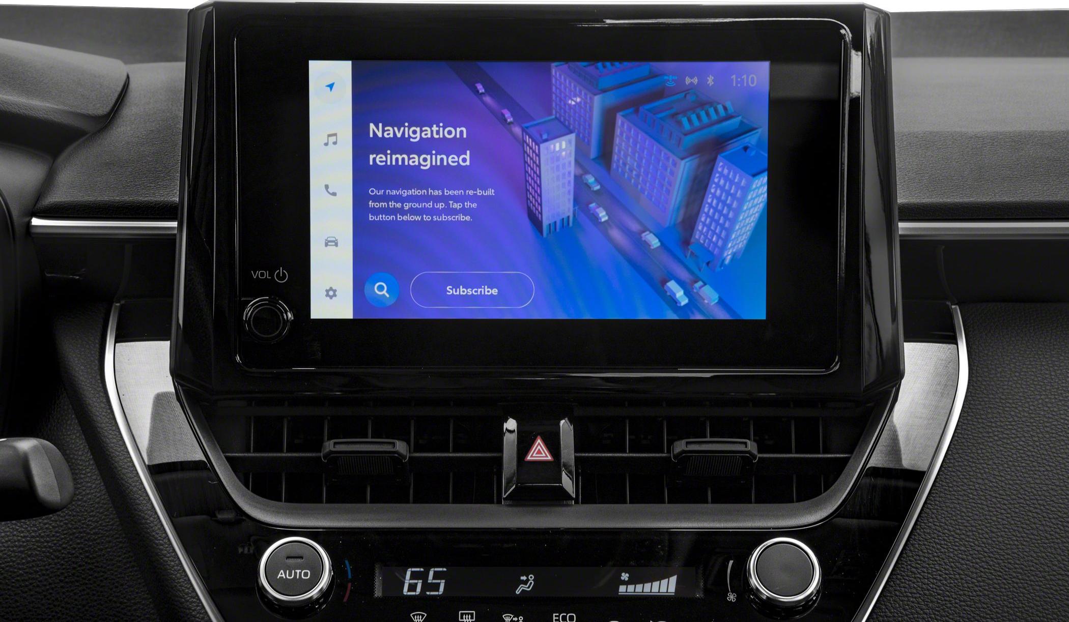 Touchscreen infotainment display with navigation and climate control interface