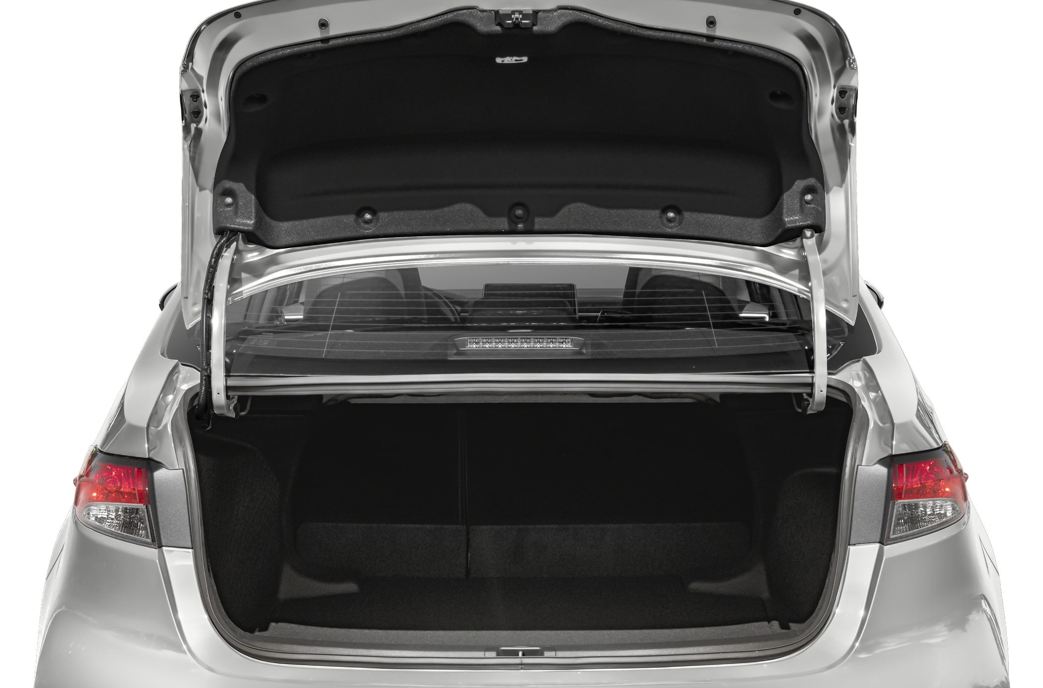 Open trunk and rear lights of a modern sedan