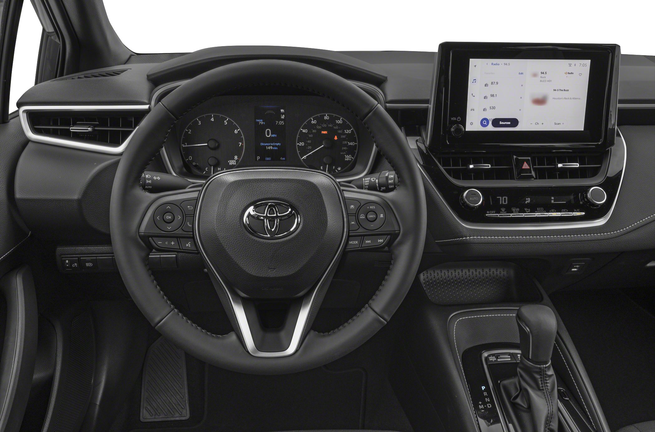 Digital dashboard, multifunction steering wheel, touchscreen infotainment system