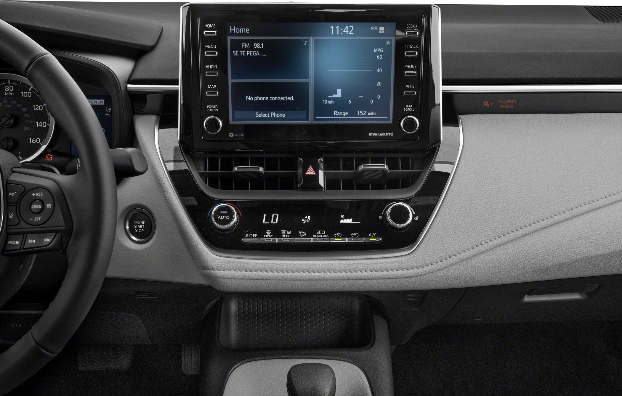 Interior dashboard with touchscreen infotainment and climate control
