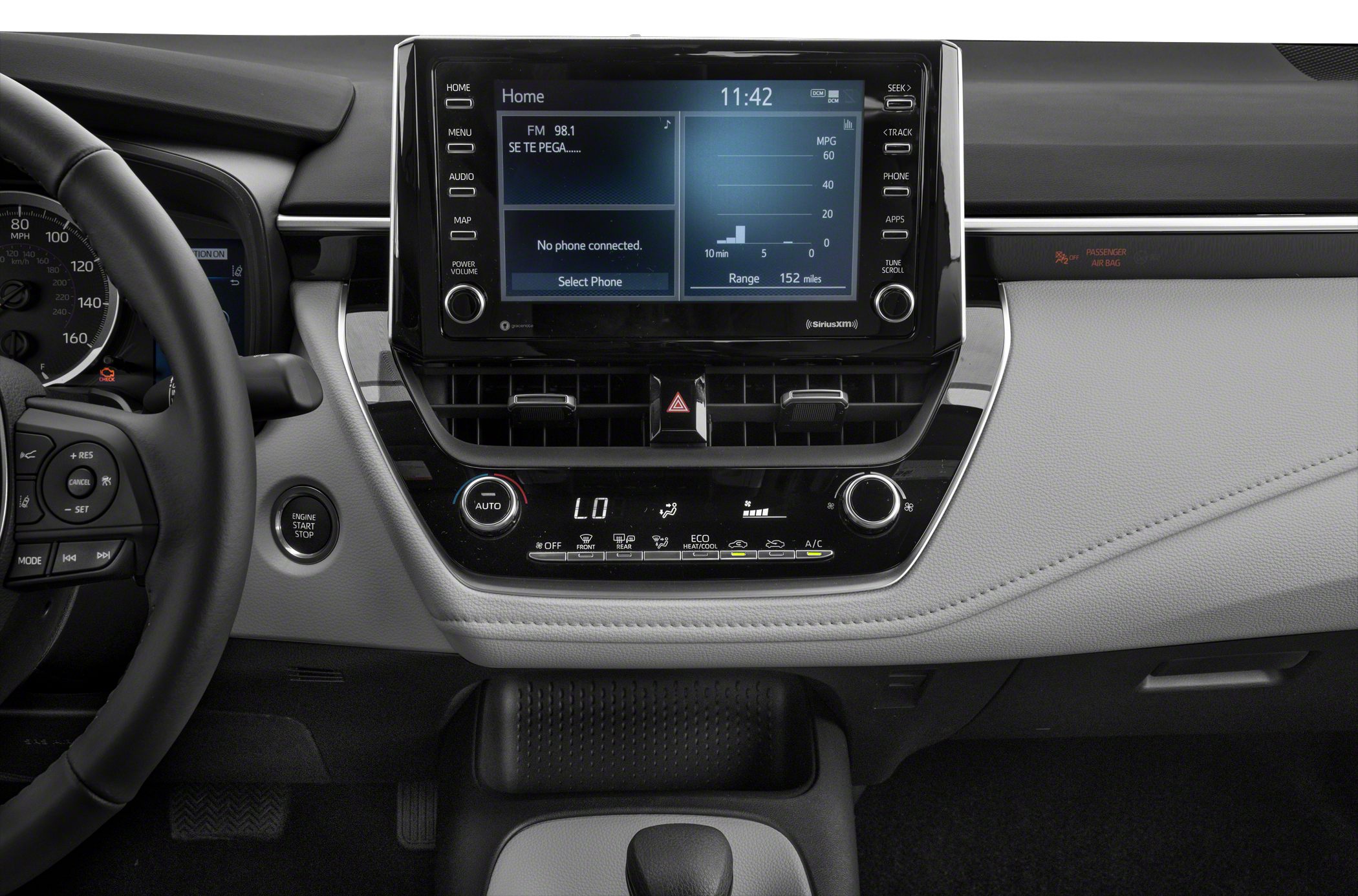 Touchscreen infotainment and climate control panel