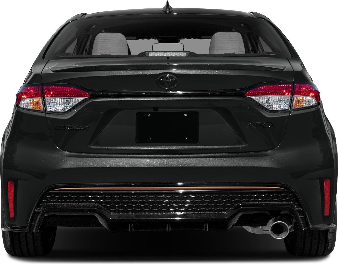 Rear view with taillights and exhaust pipe of a hatchback