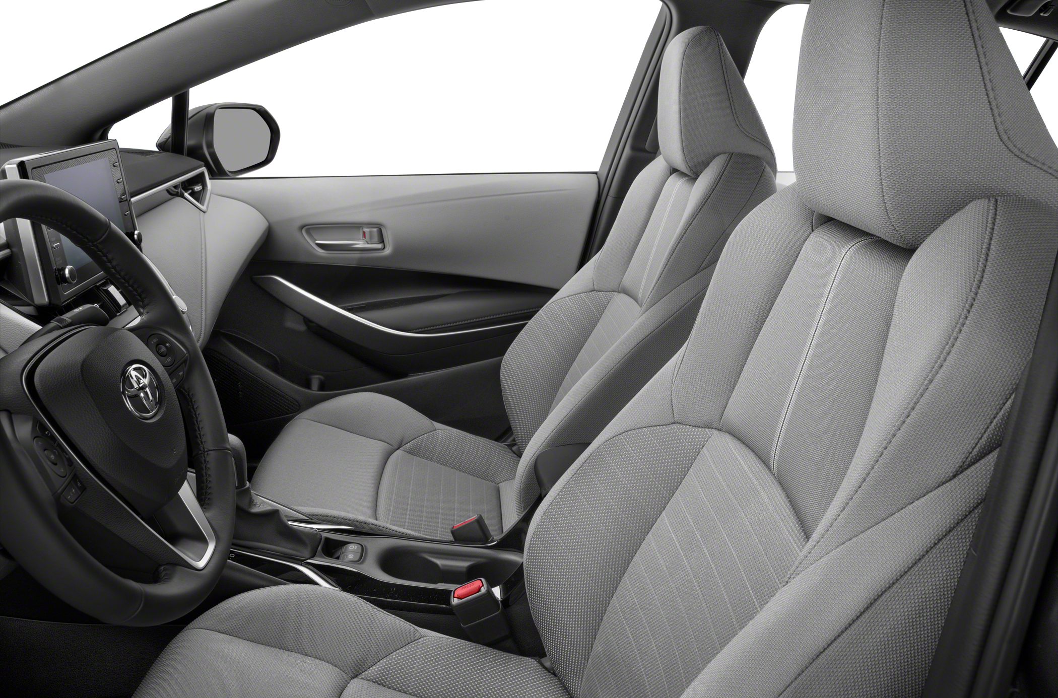 Modern fabric interior with ergonomic seats and driver cockpit.