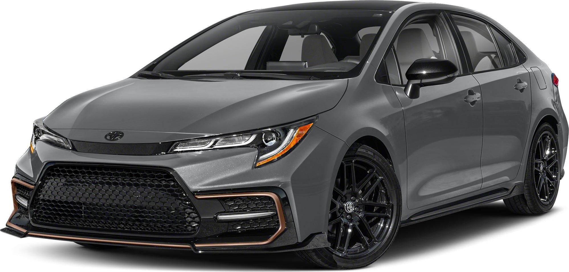 Sporty front view with LED headlights, aggressive grille, and black alloy wheels.