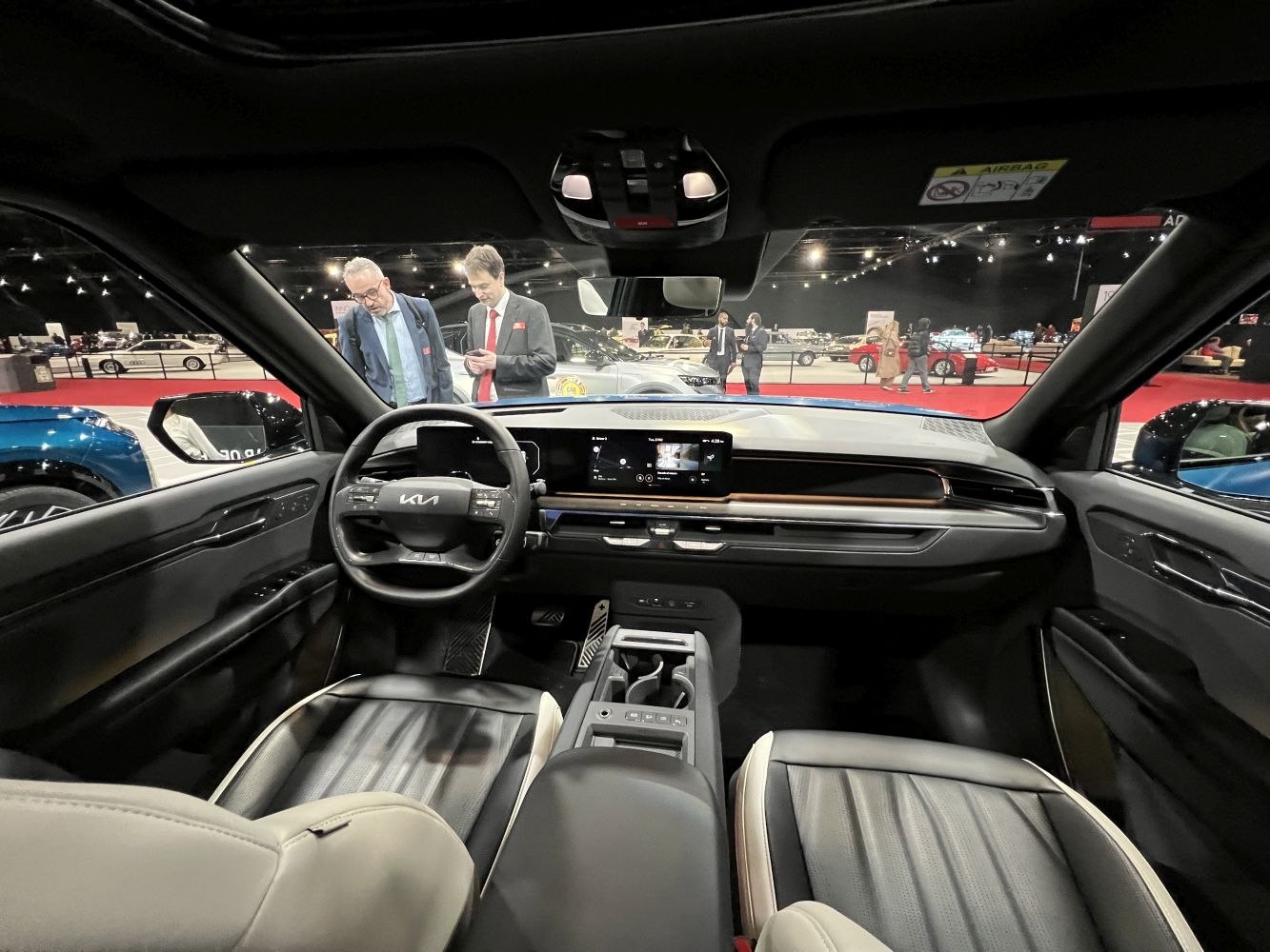 Digital dashboard and multifunction steering wheel in a modern car interior