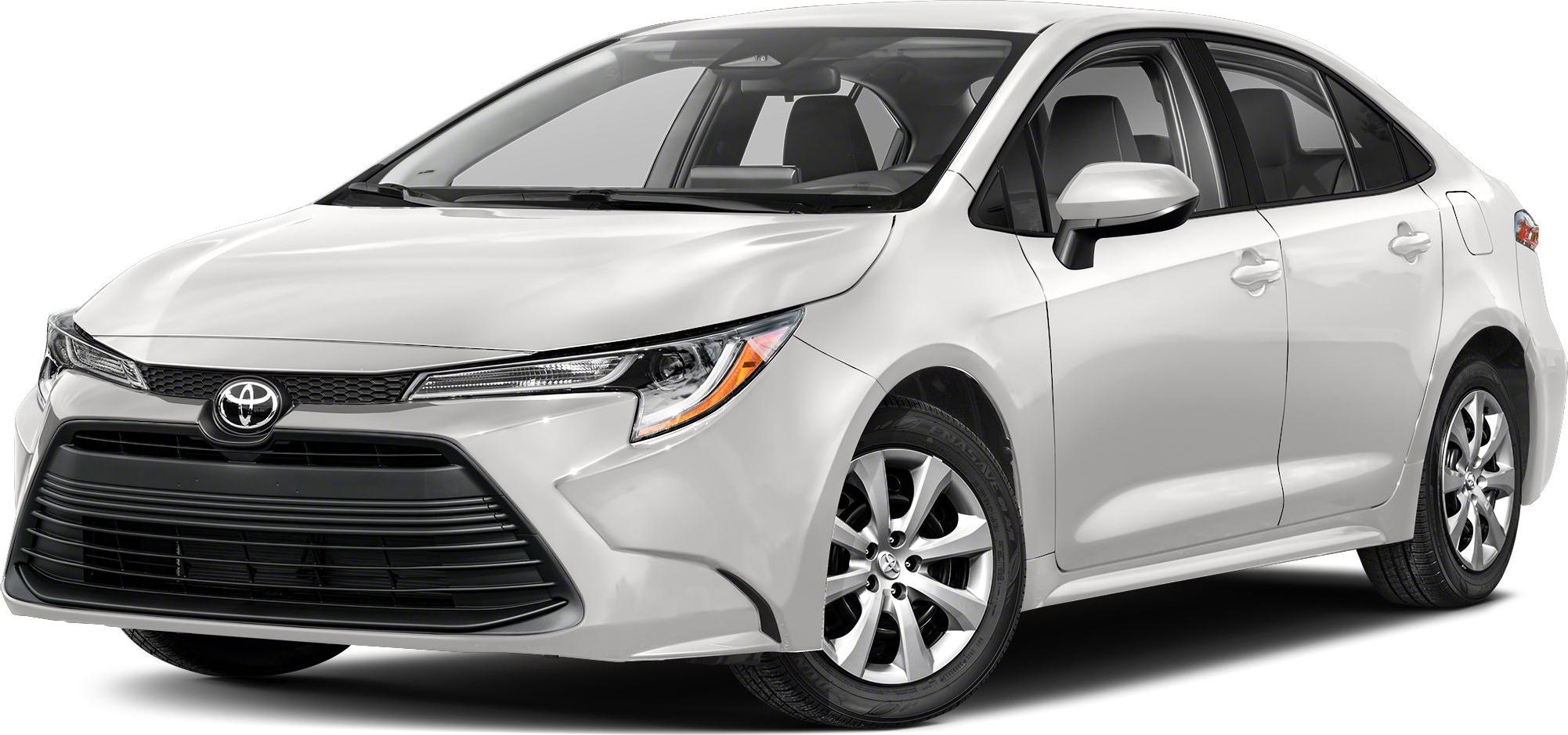 Front and side view of sleek sedan with modern headlights
