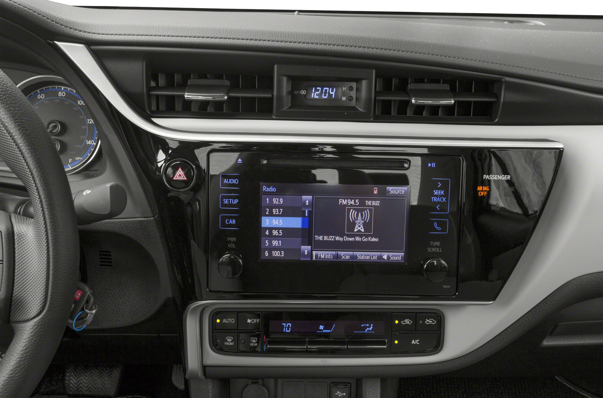 Central dashboard with infotainment and climate control display