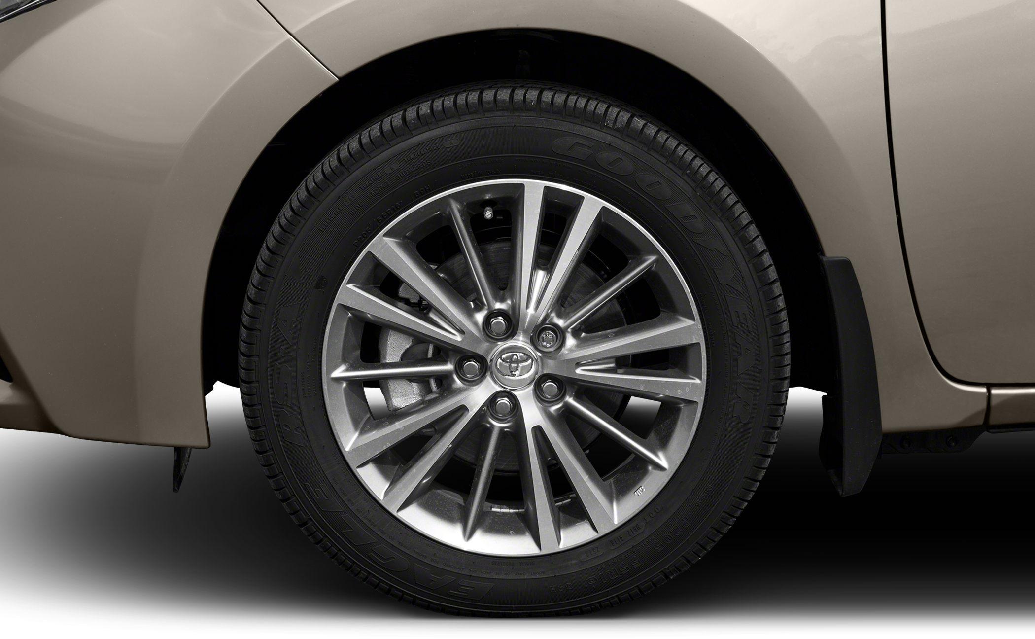 Close-up of alloy wheel and tire with brake disc
