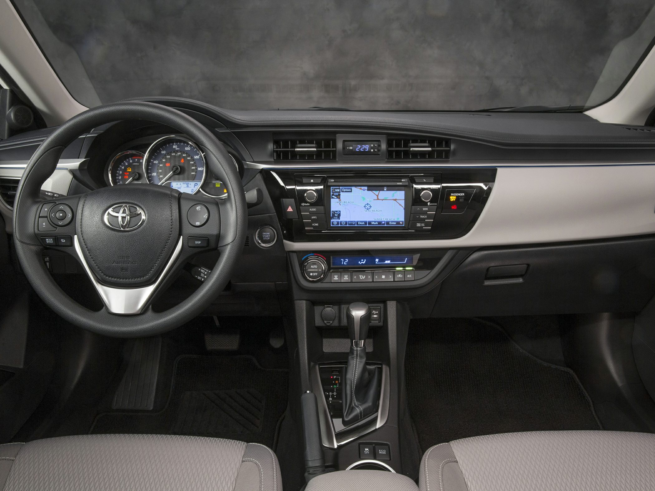 Dashboard with navigation system and automatic gear selector