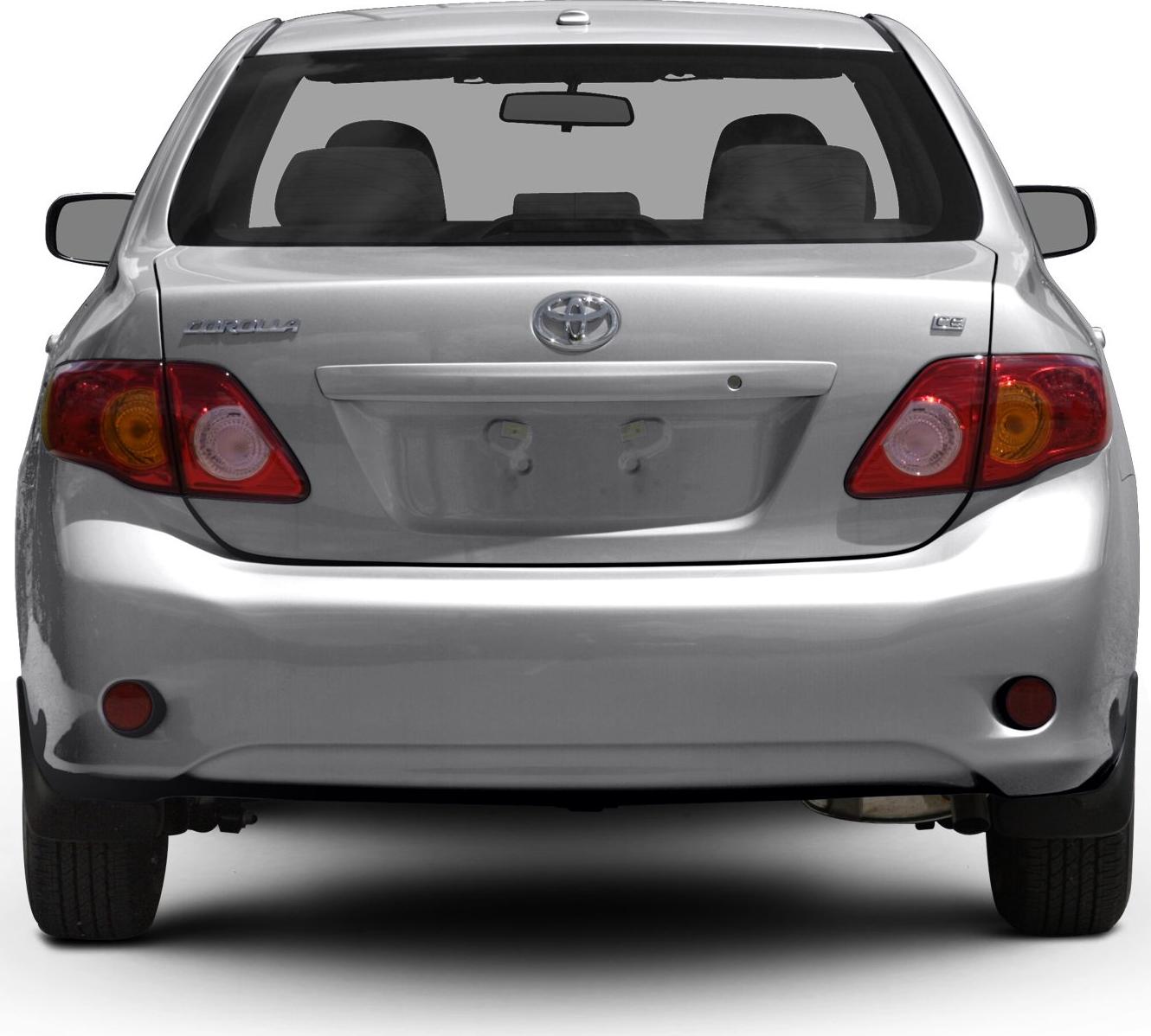 Car rear view with trunk, taillights, and bumper design
